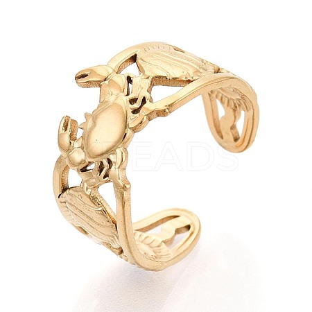 Ion Plating(IP) 304 Stainless Steel Cuff Open Rings for Women RJEW-N052-17G-1