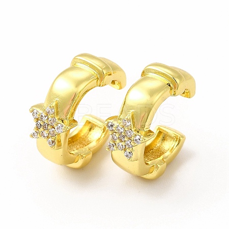 Star Rack Plating Brass Micro Pave Cubic Zirconia Cuff Earrings for Women EJEW-H091-26G-1