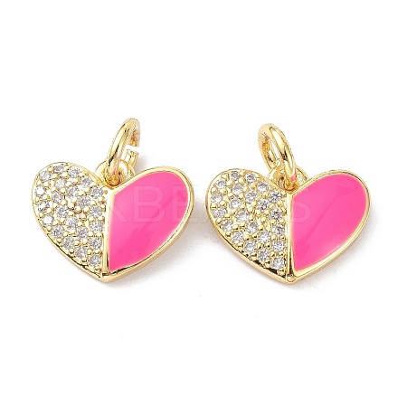 Eco-Friendly Brass Micro Pave Clear Cubic Zirconia Enamel Pendants ZIRC-C021-45G-08-1