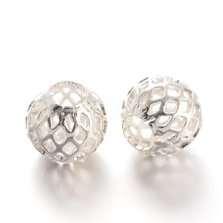 Hollow Round Brass Filigree Beads KK-L129-12S-01-1