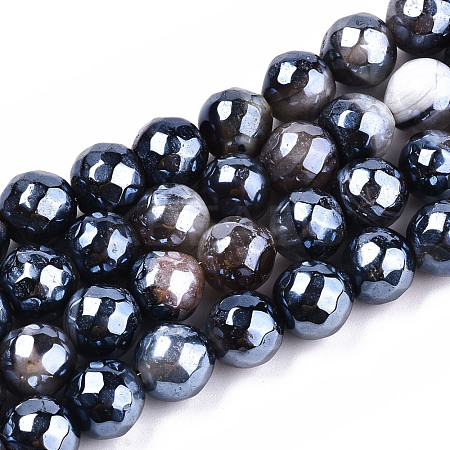 Electroplate Natural Fire Crackle Agate Beads Strands G-T131-54A-1