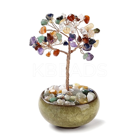 Natural Mixed Stone Chips Tree Decorations DJEW-M012-02C-1