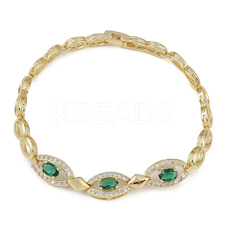 Cubic Zirconia Oval Link Chain Bracelet BJEW-Z069-01G-03-1