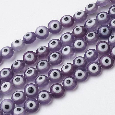 Handmade Evil Eye Lampwork Beads Strands LAMP-J081-06-6x4mm-1