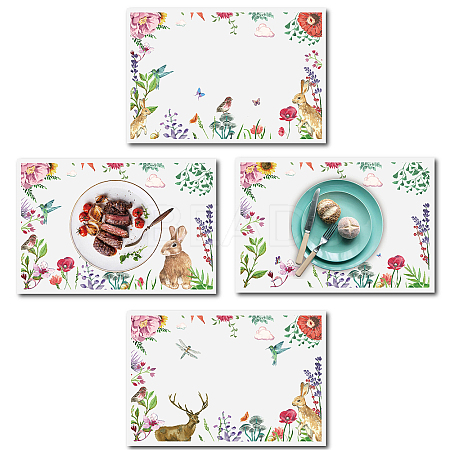 Rectangle with Animal Pattern Cotton Linen Cloth Table Mat AJEW-WH0196-006-1