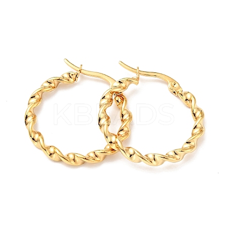 PVD Vacuum Plating 201 Stainless Steel Twist Rope Hoop Earrings with 304 Stainless Steel Pins for Women EJEW-D279-02G-01-1