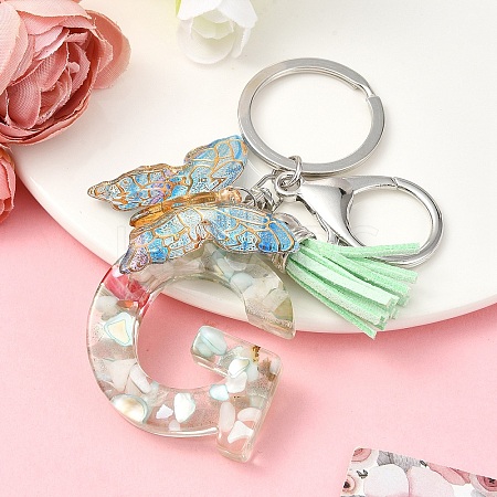 Resin & Acrylic & Faux Suede Tassel Keychain KEYC-YW00126-07-1