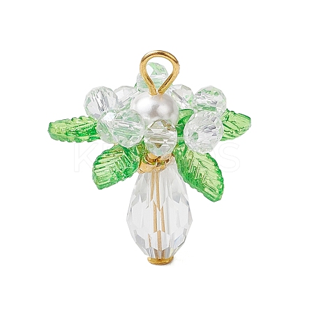 Glass with Round Shell Pearl and Acrylic Charms Pendants PALLOY-MZ00647-02-1