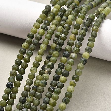 Round Frosted Natural TaiWan Jade Bead Strands LS-G-M248-4mm-02-1