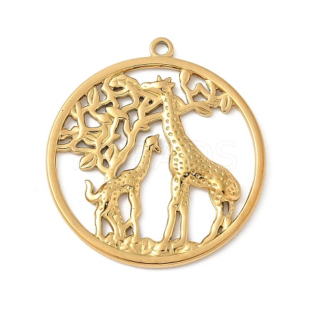 304 Stainless Steel Giraffe Pendants STAS-S186-07A-G-1