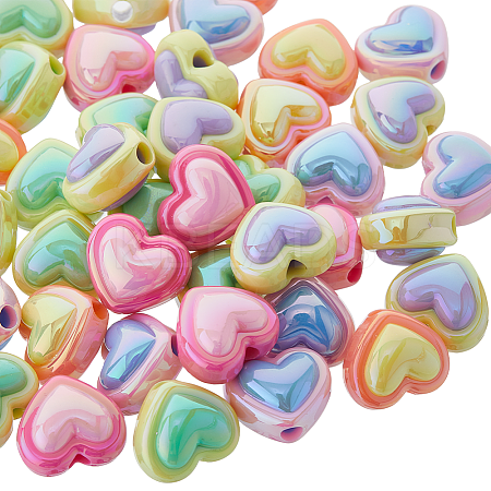 60Pcs 5 Colors Opaque Acrylic Beads OACR-FH0001-058-1