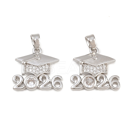 Brass Micro Pave Clear Cubic Zirconia Pendants KK-D223-01P-1