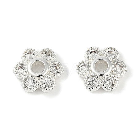 Brass Micro Pave Clear Cubic Zirconia Bead Caps KK-I719-07S-1
