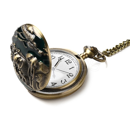 Alloy Glass Pendant Pocket Necklace WACH-S002-01AB-1