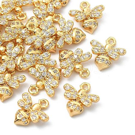 SHEGRACE Brass Micro Pave Cubic Zirconia Bees Charms XGR0165G-110G-1