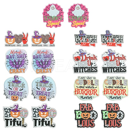 18Pcs 9 Styles Printed Acrylic Pendants OACR-FS0001-74-1