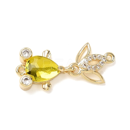 Brass Micro Pave Clear Cubic Zirconia Fish Links Connector Charms KK-K375-26G-19-1