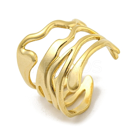 304 Stainless Steel Open Cuff Ring RJEW-C067-06G-1