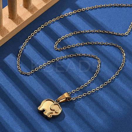 304 Stainless Steel Elephant Pendant Necklaces NJEW-S439-07G-1