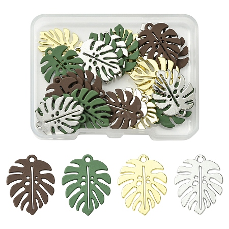 24Pcs 4 Colors Baking Paint Alloy Pendants ENAM-FS0002-28-1