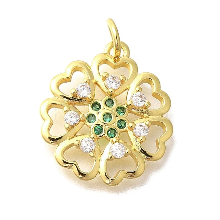 Brass Micro Pave Clear Cubic Zirconia Pendants KK-M297-28G-1