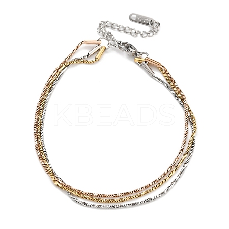 304 Stainless Steel Herringbone Chain Bracelets BJEW-H618-17MC-1