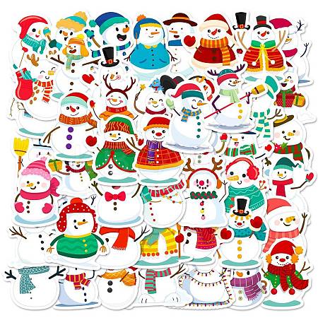 Christmas Theme 50Pcs Paper Self-Adhesive Picture Stickers AJEW-S036-15-1