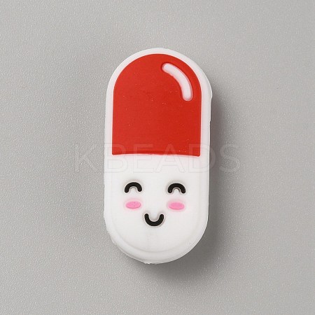 Cartoon Pill Capsule Food Grade Eco-Friendly Silicone Focal Beads SIL-SZC0005-04-1