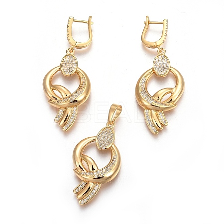 (Jewelry Parties Factory Sale)Brass Micro Pave Cubic Zirconia Jewelry Sets SJEW-F189-08G-1