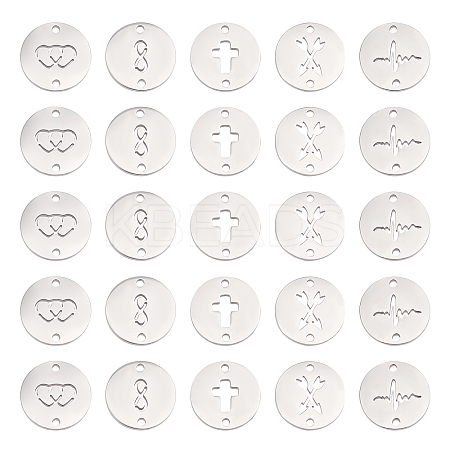 50Pcs 5 Style Manual Polishing 304 Stainless Steel connector Charms STAS-UN0035-89-1