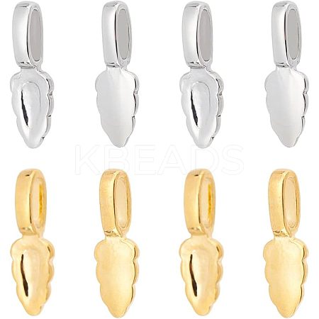 8Pcs 2 Style 304 Stainless Steel Glue-on Flat Pad Pendant Bails STAS-UN0039-95-1