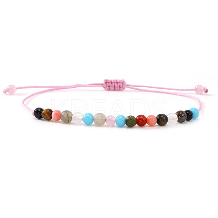 Natural & Synthetic Mixed Stones Round Bead Braided Bracelets NZ3307-2-1