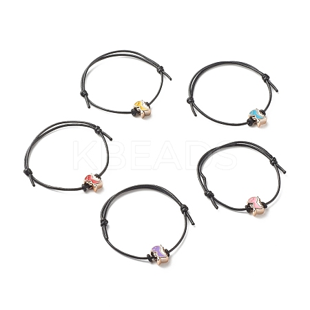 Dinosaur Acrylic Enamel Beads Adjustable Cord Bracelet for Teen Girl Women BJEW-JB07048-1