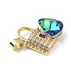 Real 18K Gold Plated Rack Plating Brass Micro Pave Clear Cubic Zirconia Pendants KK-C015-17G-15-2