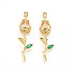 Brass Micro Pave Cubic Zirconia Pendants KK-N254-221G-02-1