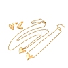 304 Stainless Steel Heart Pendant Necklaces & Bracelets & Stud Earrings Sets SJEW-P008-01G-5