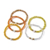 5Pcs Glass & Brass & Acrylic Beaded Stretch Bracelets Set BJEW-JB09677-03-4
