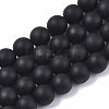 Natural Black Stone Bead Strands G-R193-01-10mm-1