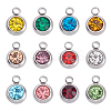 72Pcs 12 Colors 201 Stainless Steel Rhinestone Charms STAS-ME0002-32-1