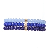 3Pcs Faceted Imitation Jade & Opaque Glass Rondelle Beaded Stretch Bracelets for Women BJEW-JB12563-02-4