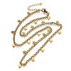 304 Stainless Steel Twisted Chain Necklaces with Star Charm Tassel NJEW-R023-07G-4