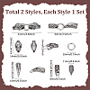 2 Sets 2 Styles Tibetan Style 304 Stainless Steel Spring Gate Rings FIND-PH0025-51A-2