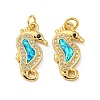 Brass Micro Pave Cubic Zirconia with Synthetic Opal Pendants KK-D096-06D-G-1
