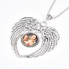 Zinc Alloy Angel Wing Heart Pendant Necklaces NJEW-G328-A01-2
