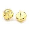 Rack Plating Half Round Brass Pave Clear Cubic Zirconia Stud Earrings for Women EJEW-G410-58G-1