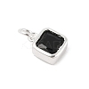 925 Sterling Silver Pave Cubic Zirconia Square Charms with Jump Rings and 925 Stamp STER-D288-05S-05-2