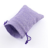 Polyester Imitation Burlap Packing Pouches Drawstring Bags X-ABAG-R005-9x7-03-2