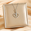 Brass Micro Pave Clear Cubic Zirconia Heart Snake Pendants Necklaces LS-NJEW-K280-04P-1