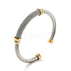 304 Stainless Steel Twist Rope Shape Open Cuff Bangle with Rhinestone for Women BJEW-D449-01GP-01-3