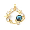 Brass Micro Pave Clear Cubic Zirconia Celestial Pendants ZIRC-I071-09G-1